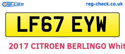 LF67EYW are the vehicle registration plates.