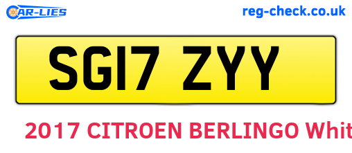 SG17ZYY are the vehicle registration plates.