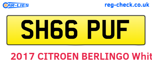 SH66PUF are the vehicle registration plates.