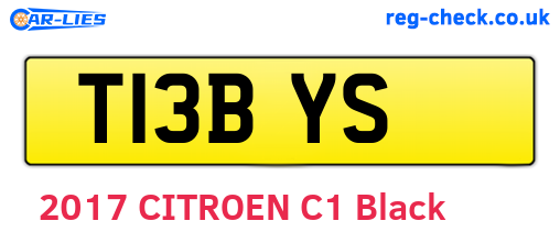 T13BYS are the vehicle registration plates.