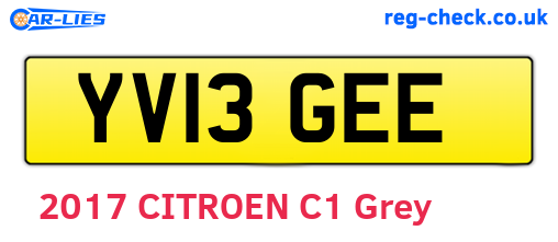 YV13GEE are the vehicle registration plates.