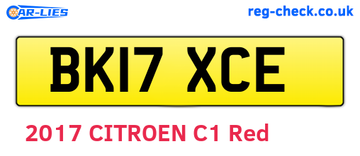 BK17XCE are the vehicle registration plates.