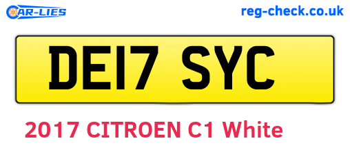 DE17SYC are the vehicle registration plates.