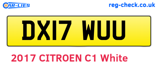 DX17WUU are the vehicle registration plates.