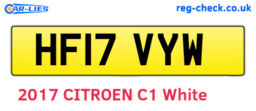 HF17VYW are the vehicle registration plates.