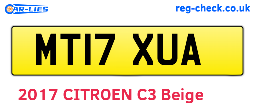 MT17XUA are the vehicle registration plates.
