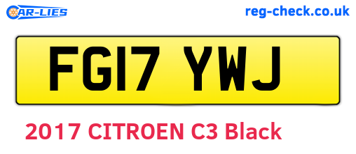 FG17YWJ are the vehicle registration plates.