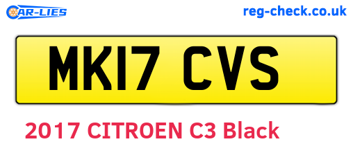 MK17CVS are the vehicle registration plates.