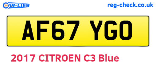 AF67YGO are the vehicle registration plates.