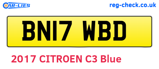 BN17WBD are the vehicle registration plates.