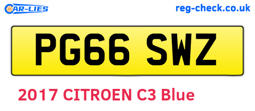 PG66SWZ are the vehicle registration plates.