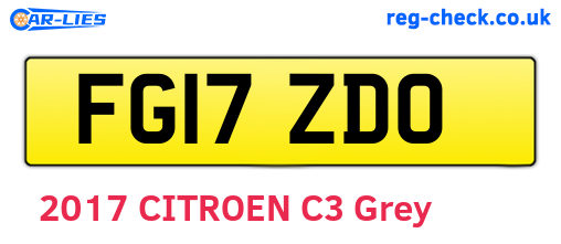 FG17ZDO are the vehicle registration plates.