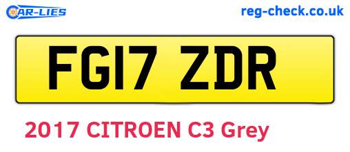 FG17ZDR are the vehicle registration plates.