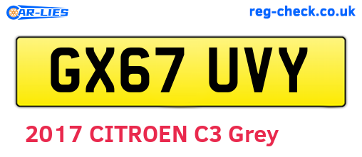 GX67UVY are the vehicle registration plates.