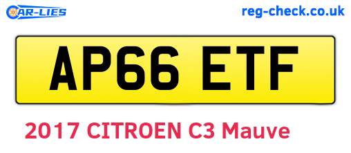 AP66ETF are the vehicle registration plates.