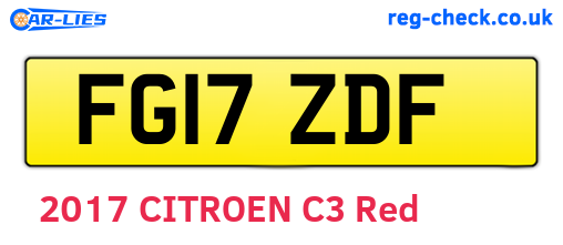 FG17ZDF are the vehicle registration plates.