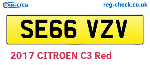 SE66VZV are the vehicle registration plates.