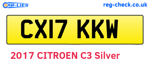 CX17KKW are the vehicle registration plates.