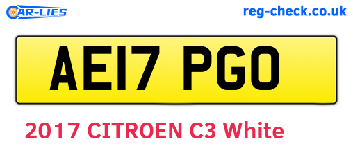 AE17PGO are the vehicle registration plates.