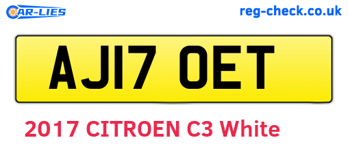 AJ17OET are the vehicle registration plates.