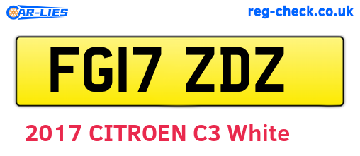 FG17ZDZ are the vehicle registration plates.
