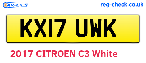 KX17UWK are the vehicle registration plates.