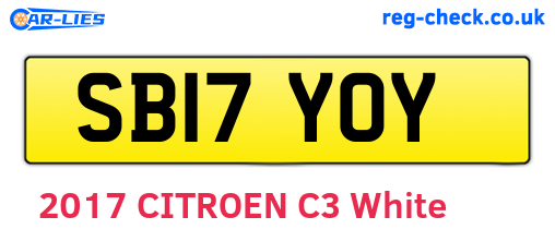 SB17YOY are the vehicle registration plates.