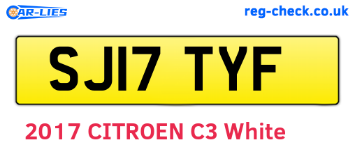 SJ17TYF are the vehicle registration plates.