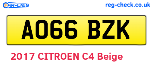 AO66BZK are the vehicle registration plates.