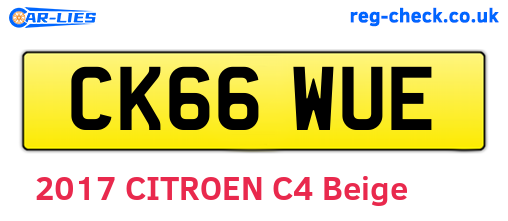 CK66WUE are the vehicle registration plates.