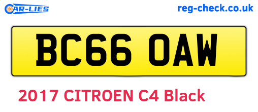 BC66OAW are the vehicle registration plates.