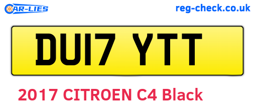 DU17YTT are the vehicle registration plates.