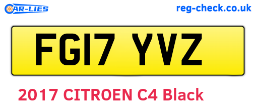 FG17YVZ are the vehicle registration plates.