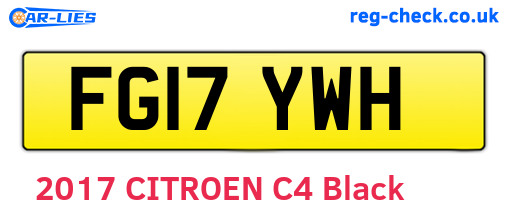 FG17YWH are the vehicle registration plates.