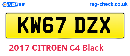 KW67DZX are the vehicle registration plates.