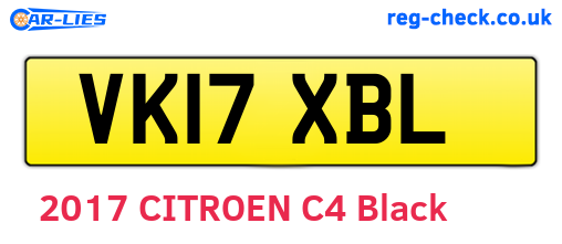 VK17XBL are the vehicle registration plates.