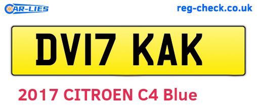 DV17KAK are the vehicle registration plates.