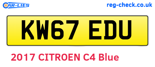 KW67EDU are the vehicle registration plates.
