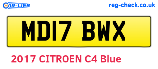 MD17BWX are the vehicle registration plates.