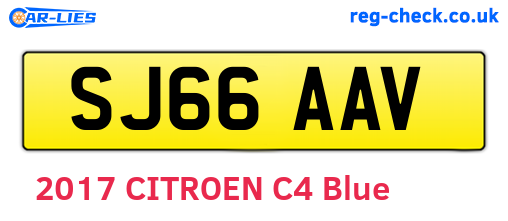 SJ66AAV are the vehicle registration plates.