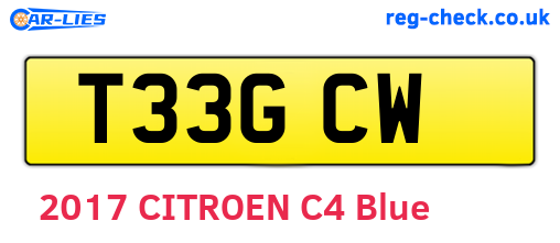 T33GCW are the vehicle registration plates.
