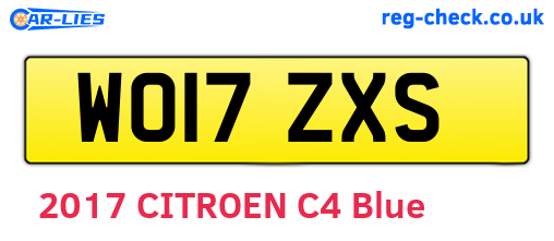 WO17ZXS are the vehicle registration plates.