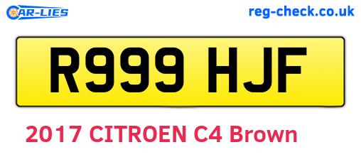 R999HJF are the vehicle registration plates.