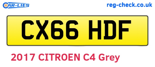 CX66HDF are the vehicle registration plates.