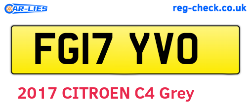 FG17YVO are the vehicle registration plates.