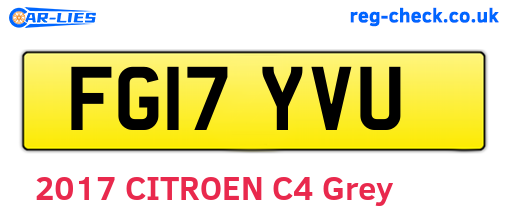 FG17YVU are the vehicle registration plates.