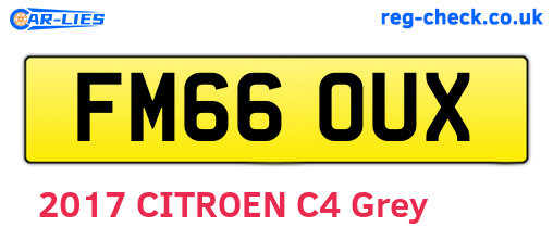 FM66OUX are the vehicle registration plates.