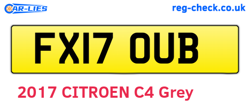 FX17OUB are the vehicle registration plates.