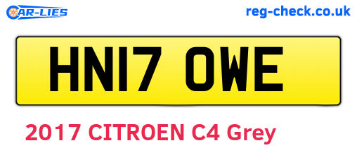 HN17OWE are the vehicle registration plates.