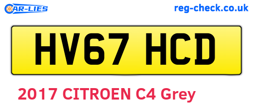 HV67HCD are the vehicle registration plates.